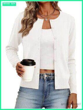 Womens Lightweight Cardigan Sweater Long Sleeve Button Down Knit